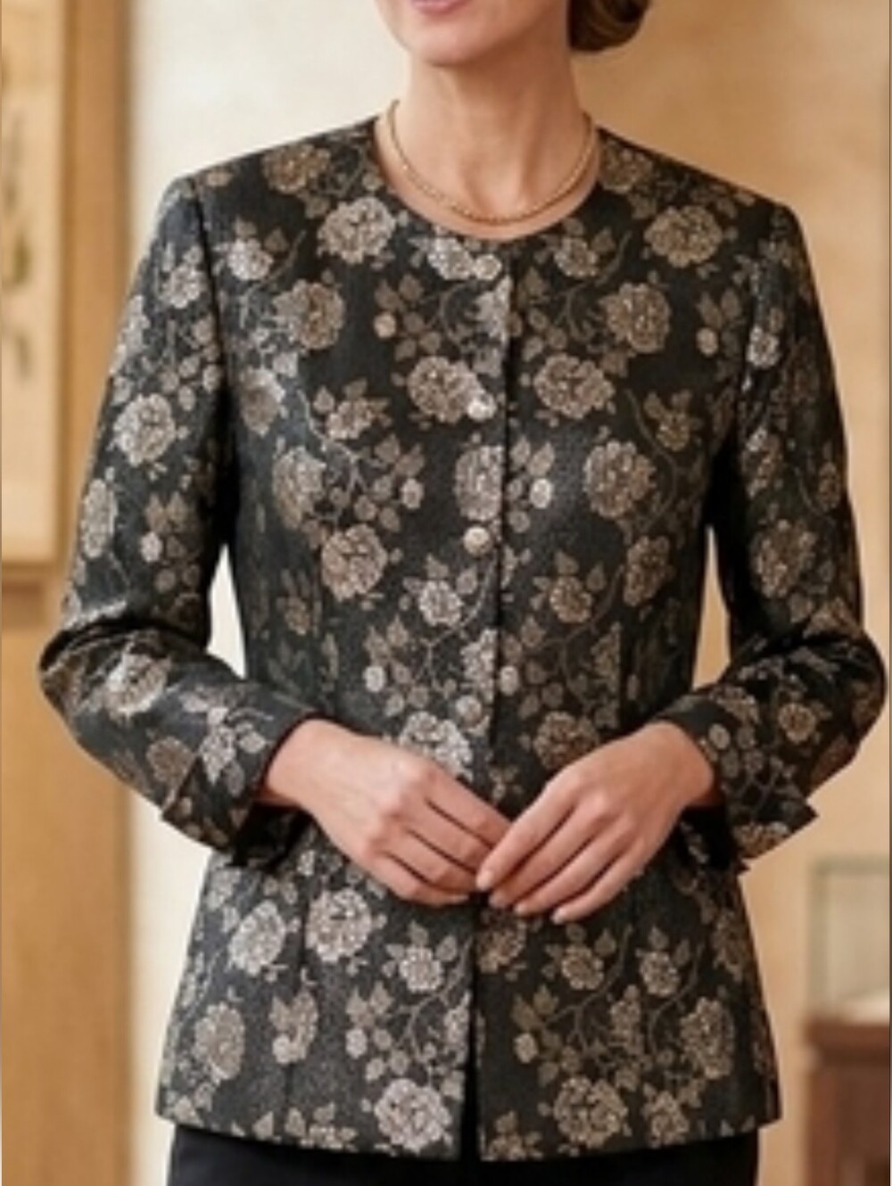 Vintage Floral Brocade Blazer